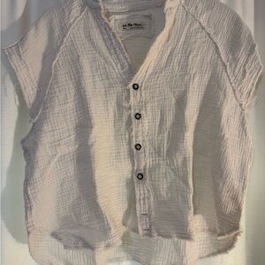 Free People White Button-Up Top
